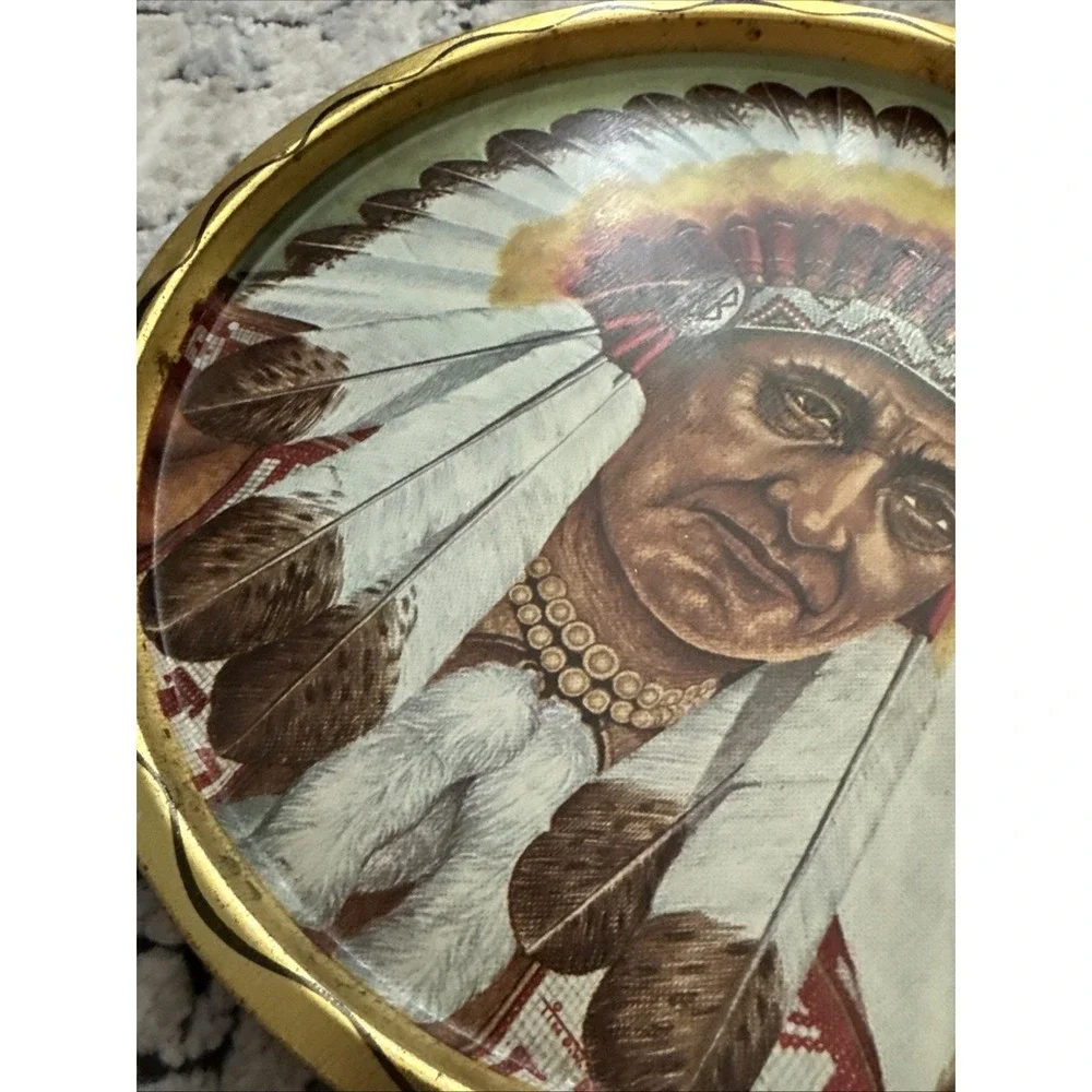 Vintage Native American Metal Tray - Round 11